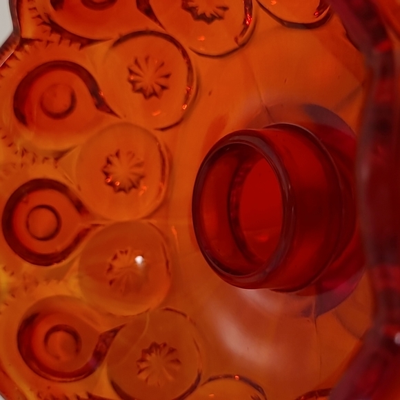 Vintage Pair LE Smith Amberina Moon and Stars Pedestal Candle Holders - Picture 7 of 15